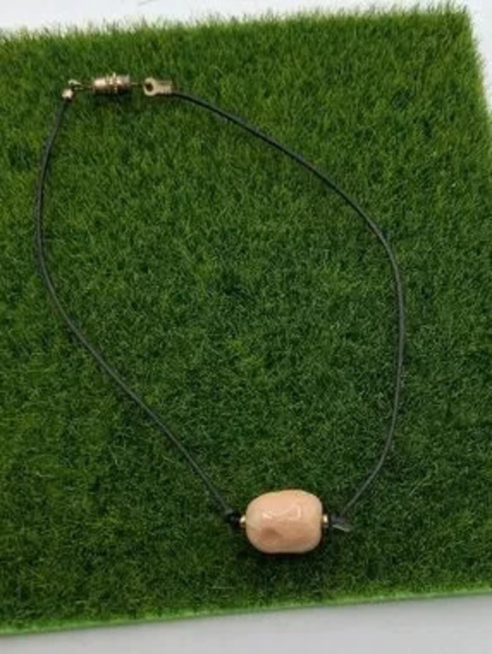 Minimalist Womens Beige Bead Anklet B3523